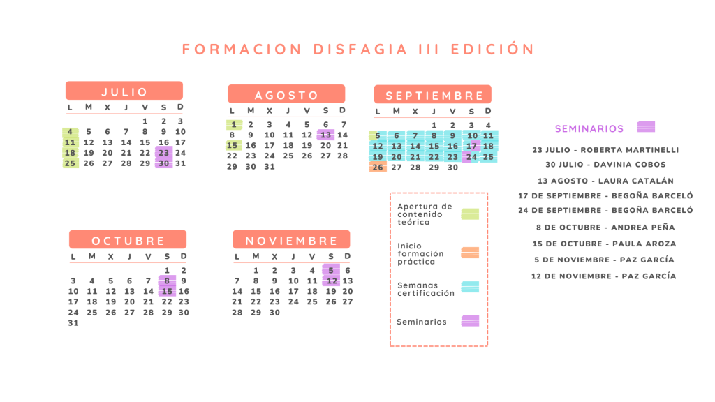 Calendario Formación en Disfagia Neonatal especializada en UCIN
