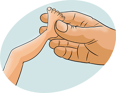 ilustración pie bebé y mano adulto